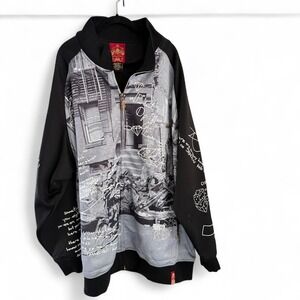 90's Stash House Vintage Jacket Full Zip Men 5XL black gray gold accents